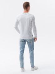 OMBRE Ombre Pánské tričko s dlouhým rukávem bez potisku L134- bílá - XXL