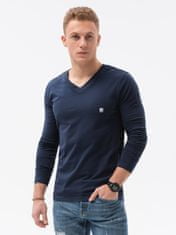 OMBRE Ombre Pánské tričko s dlouhým rukávem bez potisku L134- námořnická modrá - XXL