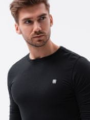 OMBRE Ombre Pánské tričko s dlouhým rukávem bez potisku L135 - černá - XXL