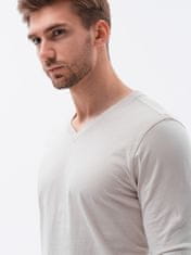 OMBRE Ombre Pánská tričko s dlouhým rukávem bez potisku L136 - béžová - M