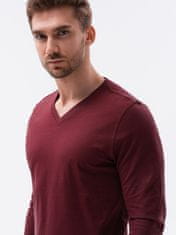 OMBRE Ombre Pánská tričko s dlouhým rukávem bez potisku L136 - bordó - XXL