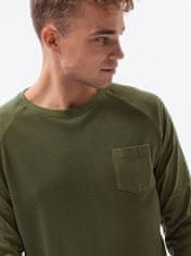 OMBRE Ombre Pánská tričko s dlouhým rukávem bez potisku L137 - olivová - M
