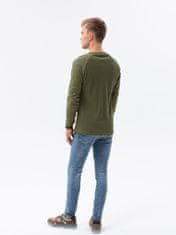 OMBRE Ombre Pánská tričko s dlouhým rukávem bez potisku L137 - olivová - M