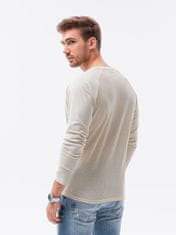 OMBRE Ombre Pánská tričko s dlouhým rukávem bez potisku L137 - ecru - XXL
