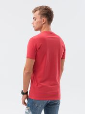 OMBRE Ombre Pánské tričko s potiskem S1434 V-24D- červená - XL