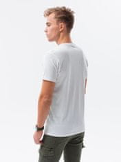 OMBRE Ombre Pánské tričko s potiskem S1434 V-2A- bílá - S