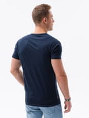 OMBRE Ombre Pánské tričko s potiskem S1434 V-19A- námořnická modrá - XL