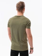 OMBRE Ombre Pánské tričko s potiskem S1434 V-22D- olivová - M