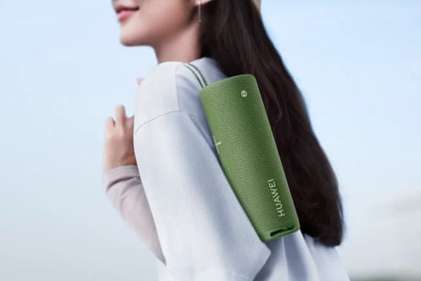  stylový přenosný reproduktor huawei sound joy Bluetooth technologie mikrofon hlasové ovládání nfc párování odolný vodě outdoor reproduktor dlouhá výdrž na nabití 