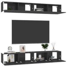 Greatstore TV skříňky 4 ks černé s vysokým leskem 100x30x30 cm dřevotříska