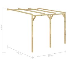 Greatstore Zahradní pergola ke zdi 3 x 3 x 2,1 cm dřevo