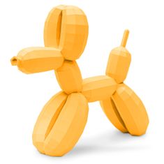 Balónkový pes – 3D papírový model, žlutá
