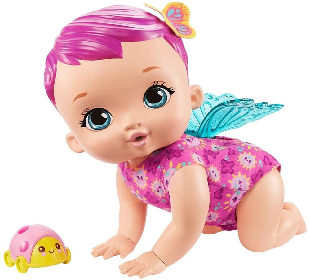 Mattel My Garden Baby Lezoucí motýlek se zvuky - růžový HBH42