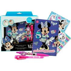 ToyCompany Tajný diář na zámek Minnie Mouse + propiska + magické UV pero + samolepky