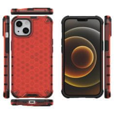 OEM Honeycomb pancéřové pouzdro se silikonovým rámem pro iPhone 13 6.1" red