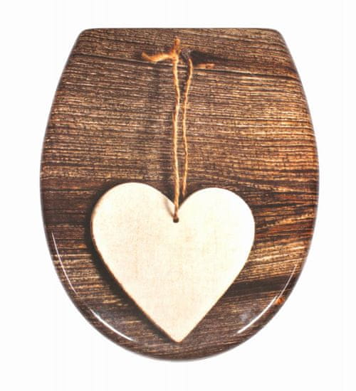 Schütte WC sedátko WOOD HEART | Duroplast, Soft Close s automatickým klesáním a rychloupínáním