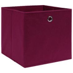 Greatstore Úložné boxy 4 ks tmavě červené 32 x 32 x 32 cm textil