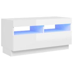 Greatstore TV skříňka s LED osvětlením bílá s vysokým leskem 80x35x40 cm