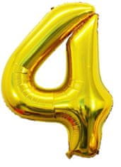 Atomia Fóliový balón narozeninové číslo 4, zlatý 82cm