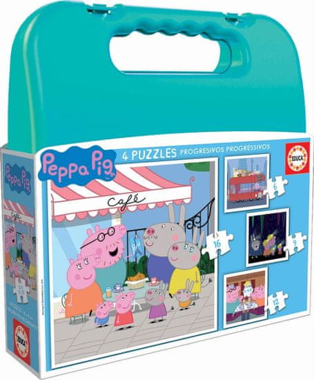 Educa  Puzzle v kufříku Prasátko Peppa 4v1 (6,9,12,16 dílků)