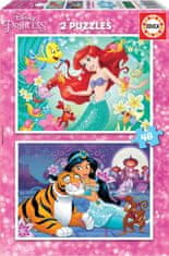 Educa  Puzzle Disney princezny: Ariel a Jasmína 2x48 dílků