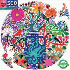 eeBoo EEBOO Kulaté puzzle Ptáčci s květinami 500 dílků