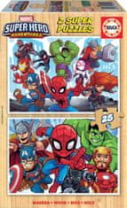 Educa  Dřevěné puzzle Marvel: Dobrodružství superhrdinů 2x25 dílků