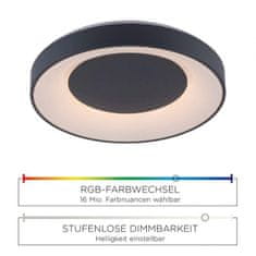 PAUL NEUHAUS LEUCHTEN DIREKT is JUST LIGHT LED stropní svítidlo, antracit, stmívatelné, App, dálkový ovladač MEDION RGB plus 2700-5000K