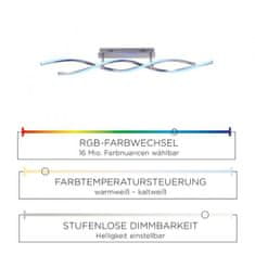 PAUL NEUHAUS LEUCHTEN DIREKT is JUST LIGHT Stropní svítidlo, barva ocel, RGBW, dálkový ovladač, stmívatelné MEDION RGB plus 2700-5000K