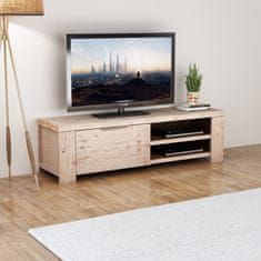 Greatstore TV stolek masivní kartáčované akáciové dřevo 140x38x40 cm