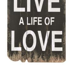 Greatstore Nástěnný věšák na kabáty LOVE LIFE s 6 háčky 120 x 40 cm