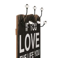 Greatstore Nástěnný věšák na kabáty LOVE LIFE s 6 háčky 120 x 40 cm