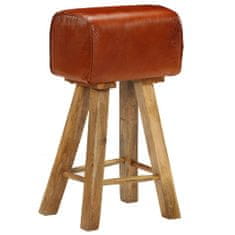 Greatstore Barové židle 2 ks pravá kůže a masivní mangovníkové dřevo