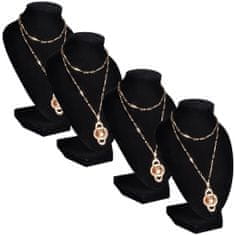 Greatstore Flanelový stojan na náhrdelníky a řetízky černý, 9 x 8,5 x 15 cm, 4 ks