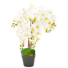 Greatstore Umělá rostlina orchidej s květináčem bílá 60 cm