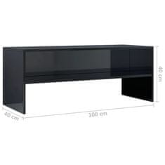 Greatstore TV stolek černý s vysokým leskem 100 x 40 x 40 cm dřevotříska