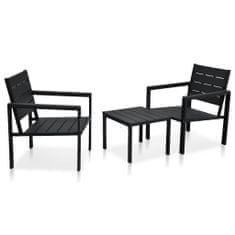 Greatstore 3dílný bistro set HDPE černý dřevěný vzhled