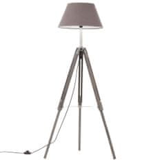 Greatstore Stojací lampa stativ šedá masivní teakové dřevo 141 cm