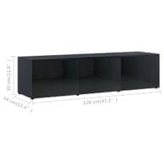 Greatstore TV stolek černý s vysokým leskem 120 x 34 x 30 cm dřevotříska