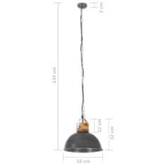 Greatstore Industriální závěsné svítidlo šedé kulaté 32 cm E27 mangovník