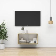 Vidaxl Nástěnná TV skříňka dub sonoma a bílá 37x37x72 cm dřevotříska