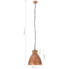 Greatstore Industriální závěsné světlo měď železo masivní dřevo 46 cm E27