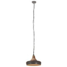 Greatstore Industriální závěsná lampa šedá železo a masivní dřevo 26cm E27