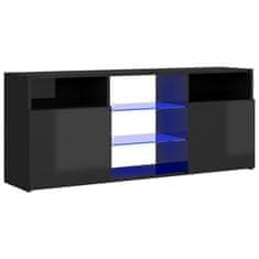 Greatstore TV skříňka s LED osvětlením černá vysoký lesk 120 x 30 x 50 cm