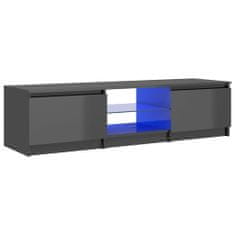 Greatstore TV skříňka s LED osvětlením šedá vysoký lesk 140 x 40 x 35,5 cm