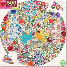 eeBoo EEBOO Kulaté puzzle Modrý a žlutý ptáček 500 dílků