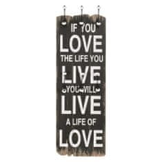 Greatstore Nástěnný věšák na kabáty LOVE LIFE s 6 háčky 120 x 40 cm