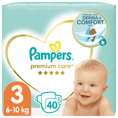 Pampers Premium Care Plenky, Velikost 3, 40 ks, 6kg-10kg