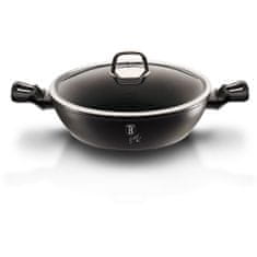 Berlingerhaus Pánev WOK s poklicí a mramorovým povrchem 30 cm Black Silver Collection