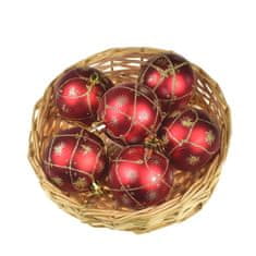 Dommio Vánoční koule v košíčku s dekorem 6 ks, Ø6cm